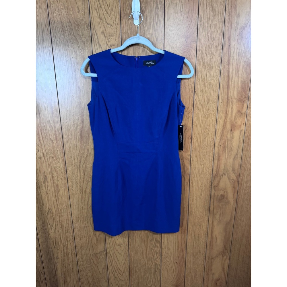 Tahari Arthur S Levine Royal Blue Sleeveless Sheath Dress Size 4 NWT
